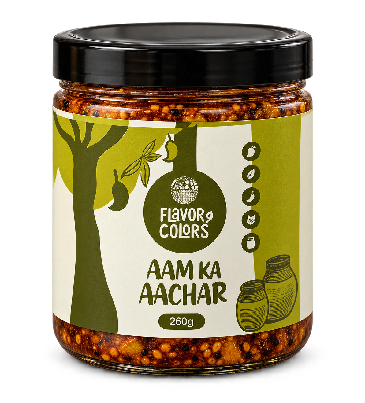 Flavor n’ Colors mango jar — source-derived packaging reference